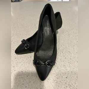 Donald J. Pliner Goga - Black Heels with Buckle detail and silver/black heel